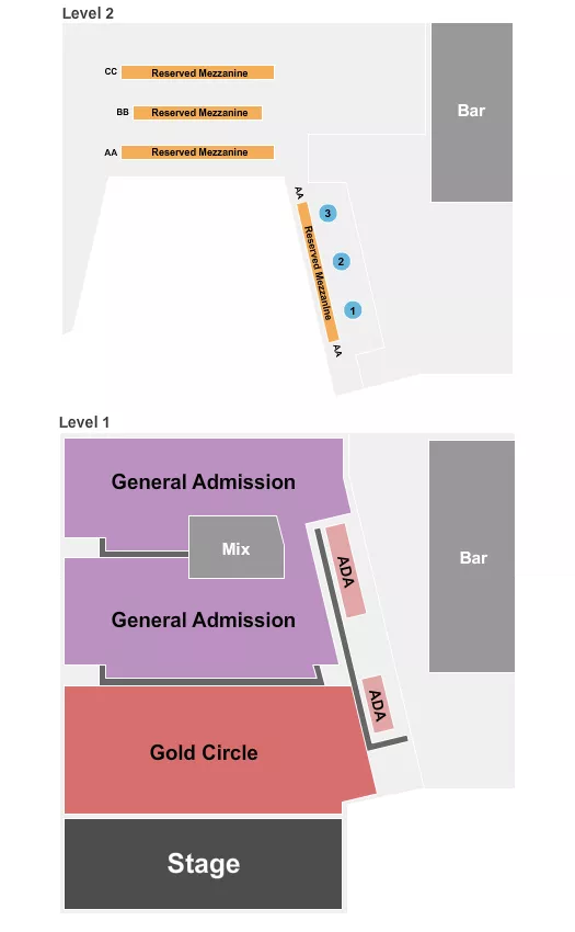 THE GUILD THEATRE MENLO PARK GC SRO RSV MEZZ Seating Map Seating Chart