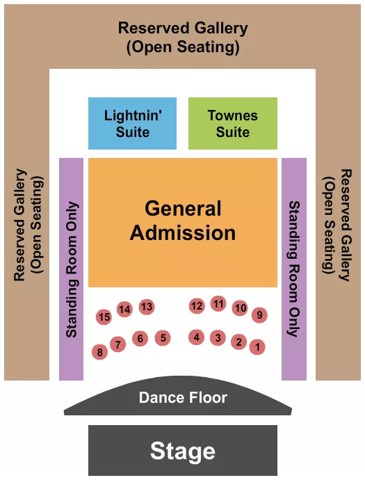 DANCE FLOOR TABLES GA Seating Map Seating Chart