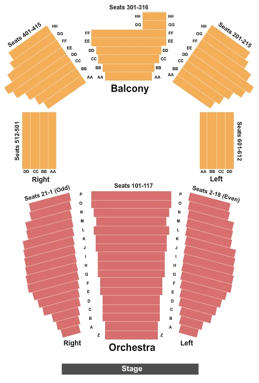 END STAGE Seating Map Seating Chart