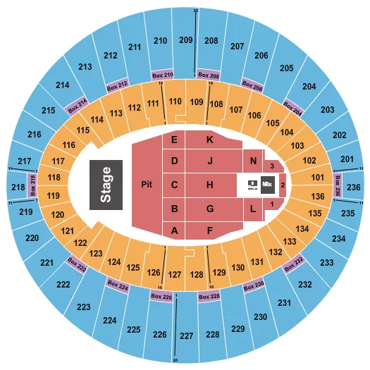 ENDSTAGE PIT W B STAGE Seating Map Seating Chart