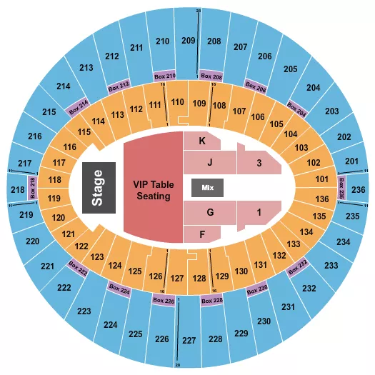 ENDSTAGE VIP TABLES Seating Map Seating Chart