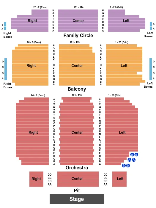 END STAGE PIT Seating Map Seating Chart