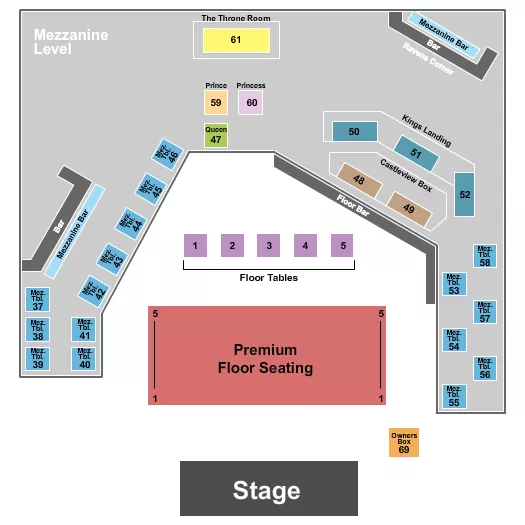 THE KING OF CLUBS COLUMBUS ENDSTAGE PREMIUM FLOOR Seating Map Seating Chart