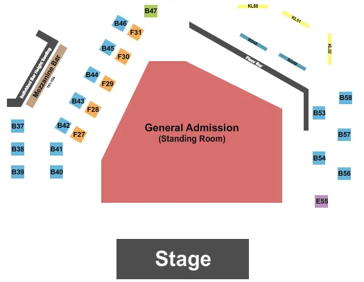 THE KING OF CLUBS COLUMBUS END STAGE Seating Map Seating Chart