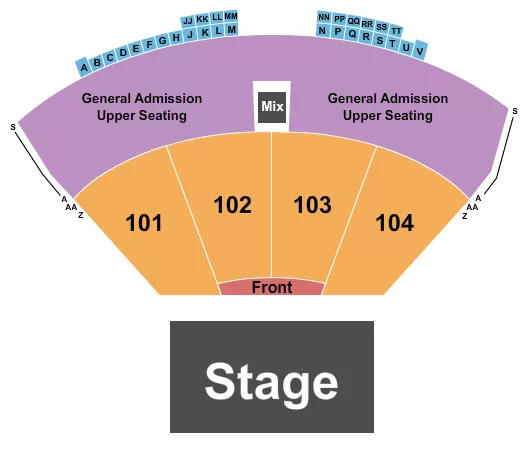 ENDSTAGEFRONTGA Seating Map Seating Chart