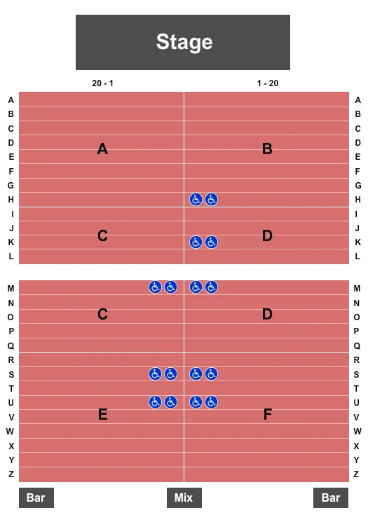 THE OAK BALLROOM AT VIEJAS CASINO RESORT ENDSTAGE Seating Map Seating Chart
