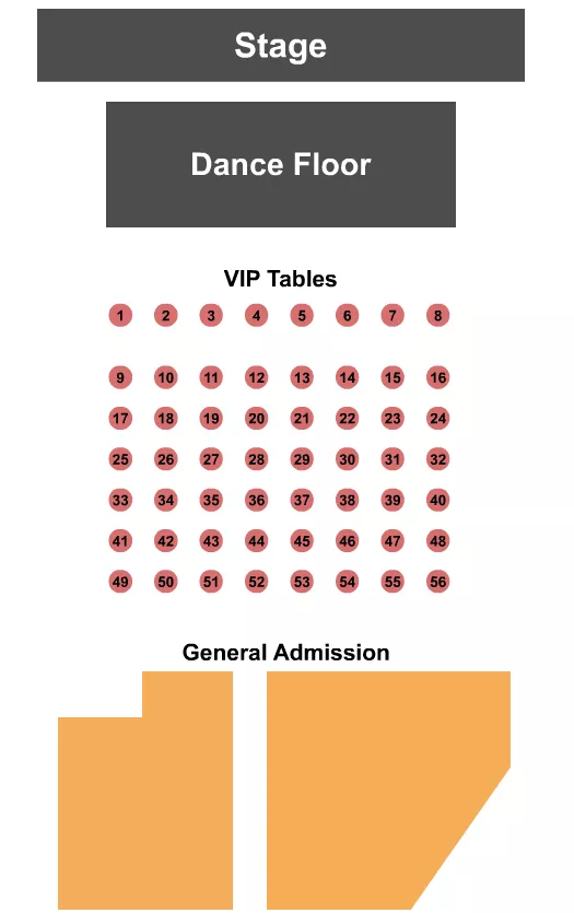 THE OAK BALLROOM AT VIEJAS CASINO RESORT GA VIP TABLES Seating Map Seating Chart