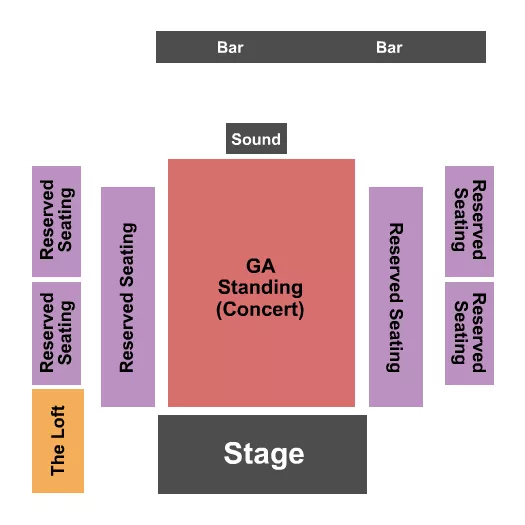 THE OLD COUPLAND INN DANCEHALL ENDSTAGE GA RSVD Seating Map Seating Chart