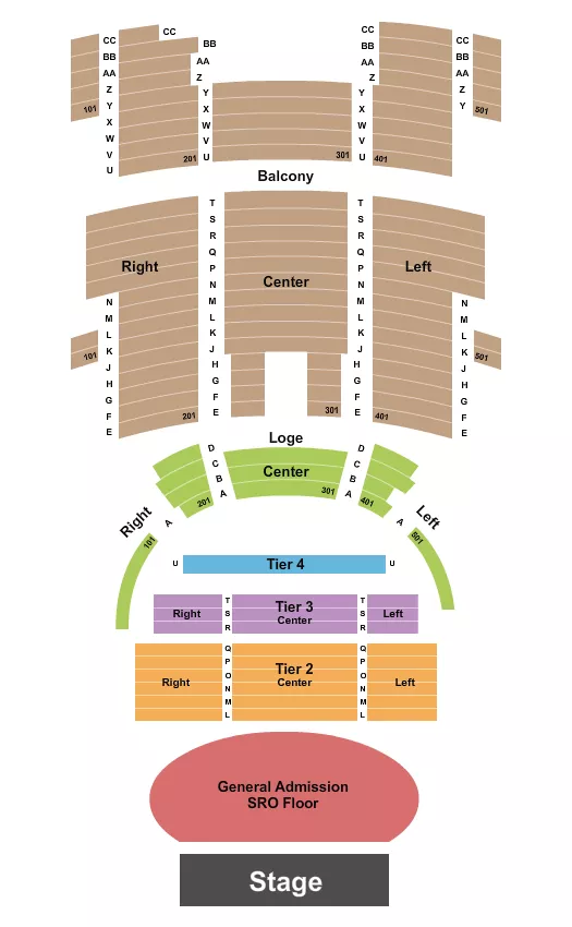 THE PALACE THEATRE ST PAUL ENDSTAGE SRO Seating Map Seating Chart
