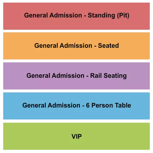 THE RANCH CONCERT HALL SALOON GA VIP RAIL Seating Map Seating Chart