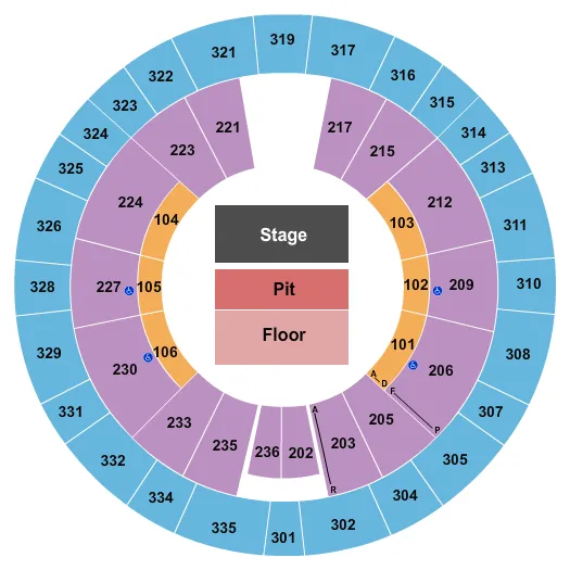 ENDSTAGE PIT Seating Map Seating Chart