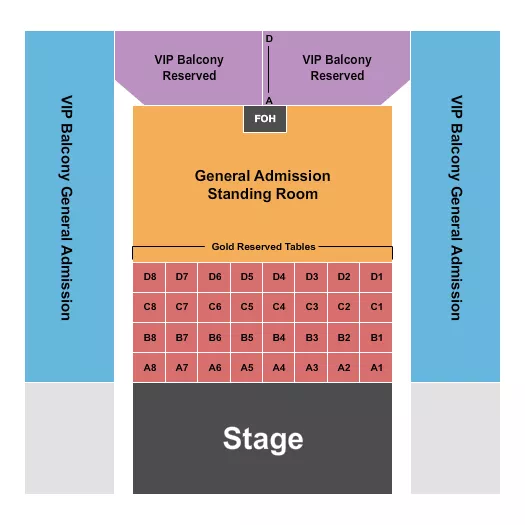 THE RAVE MILWAUKEE ENDSTAGE GOLD TABLES Seating Map Seating Chart
