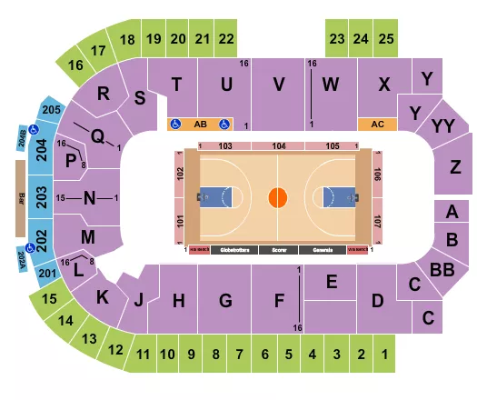 BASKETBALL GLOBETROTTERS Seating Map Seating Chart