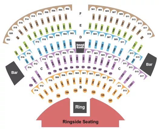 THE SHOWROOM AT BALLYS LAKE TAHOE CASINO RESORT MMA WRESTLING Seating Map Seating Chart