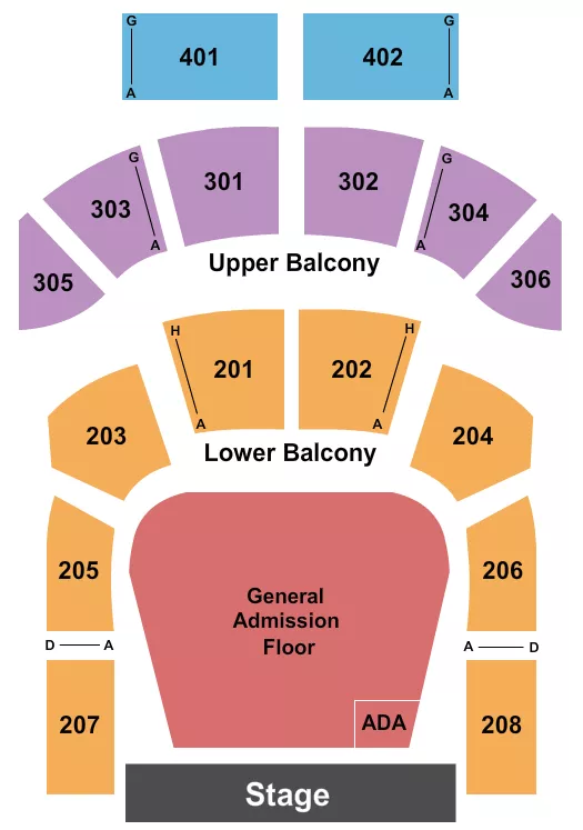 THE TABERNACLE GA ENDSTAGE GA Seating Map Seating Chart