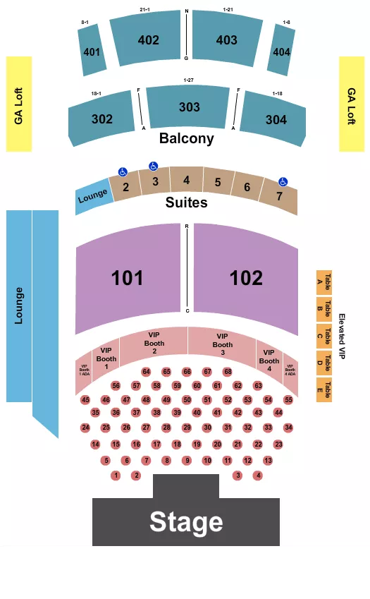 THE THEATER AT VIRGIN HOTELS LAS VEGAS ENDSTAGE TABLES Seating Map Seating Chart