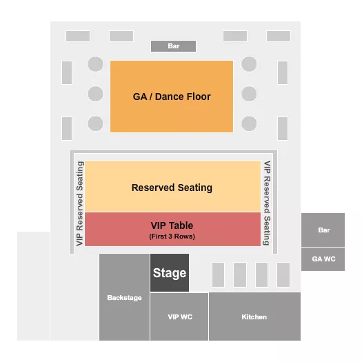 RESERVED VIP TABLE GA Seating Map Seating Chart
