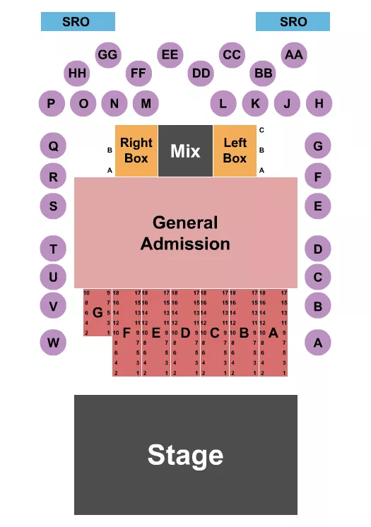 ENDSTAGE W STDRM 2 Seating Map Seating Chart