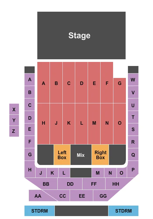 ENDSTAGE W STDRM Seating Map Seating Chart
