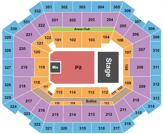 ENDSTAGE FULL PIT Seating Map Seating Chart