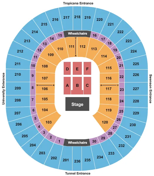 THOMAS MACK CENTER ENDSTAGE 2 Seating Map Seating Chart