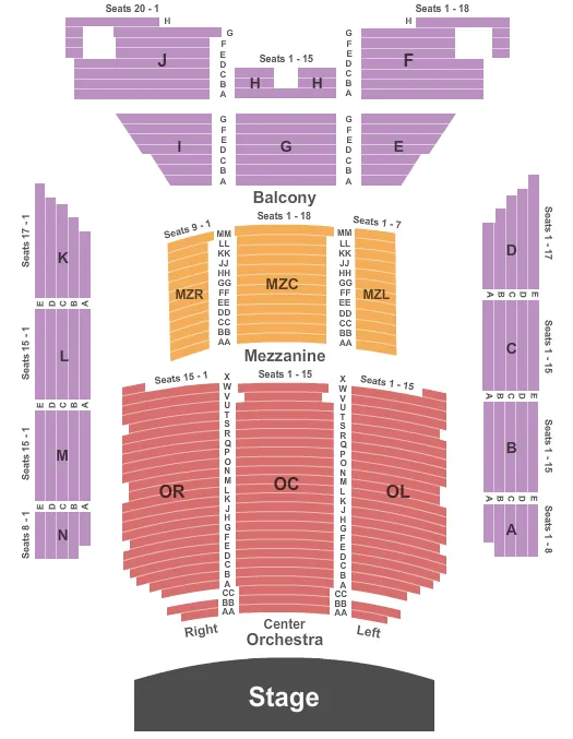 THOMAS WOLFE AUDITORIUM AT HARRAHS CHEROKEE CENTER OTHER Seating Map Seating Chart