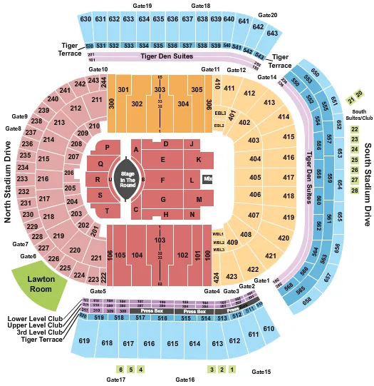 TIGER STADIUM BATON ROUGE GARTH BROOKS 2 Seating Map Seating Chart