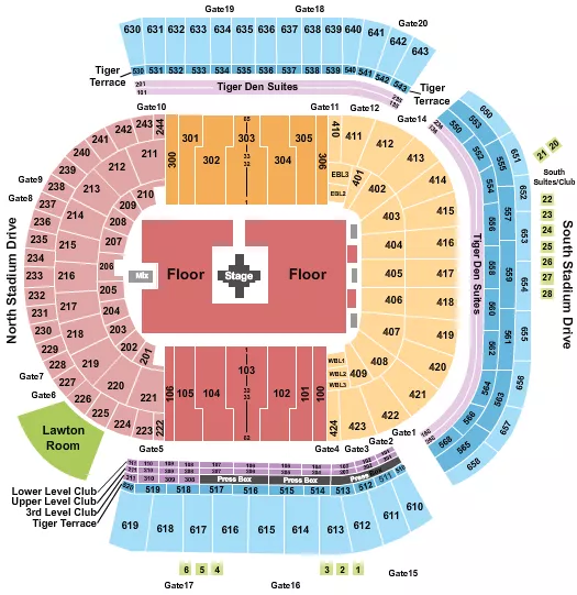 TIGER STADIUM BATON ROUGE ZACH BRYAN Seating Map Seating Chart