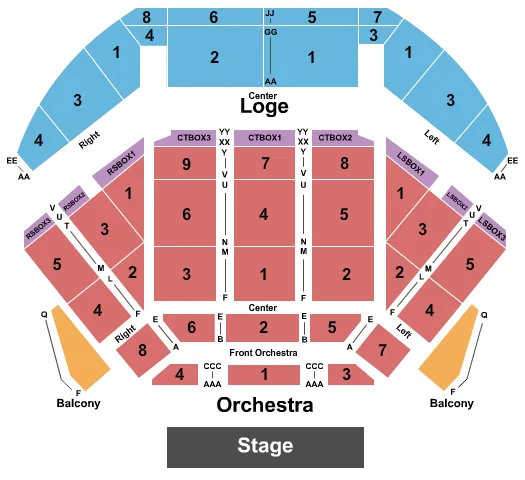 END STAGE Seating Map Seating Chart