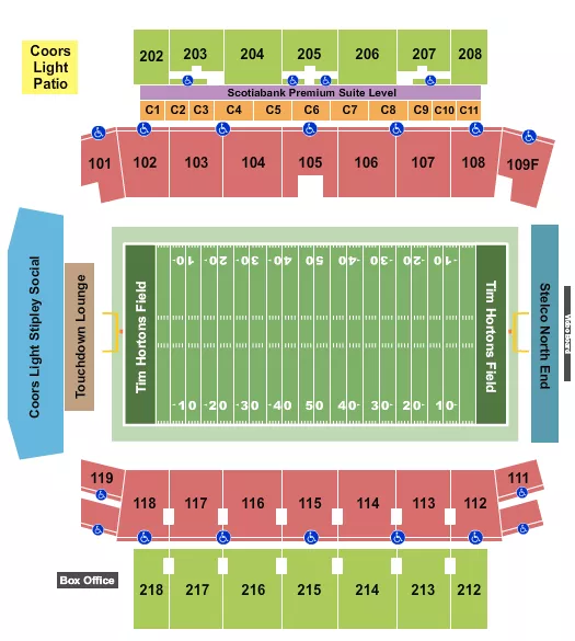 HAMILTON STADIUM ON FOOTBALL Seating Map Seating Chart