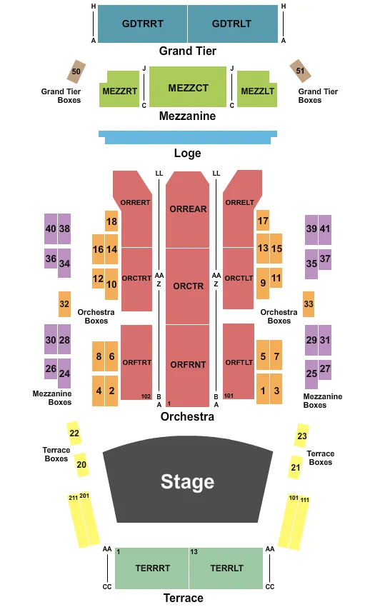 END STAGE Seating Map Seating Chart