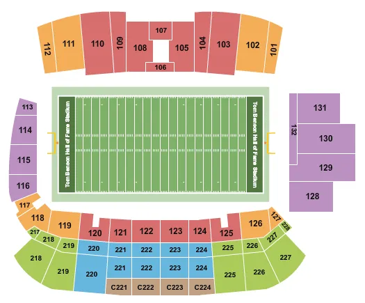 FOOTBALL HOF GAME Seating Map Seating Chart