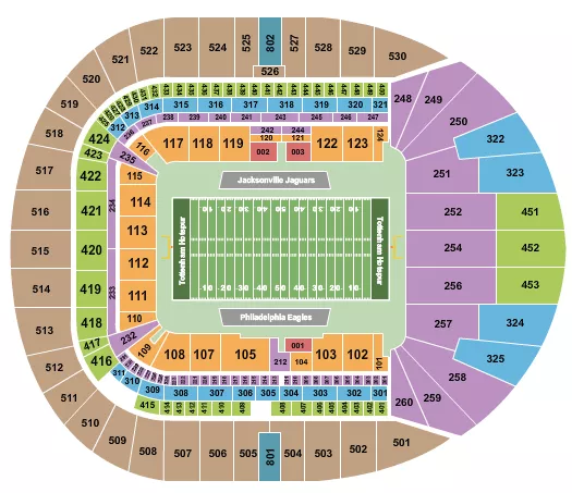 FOOTBALL JAX PHI Seating Map Seating Chart