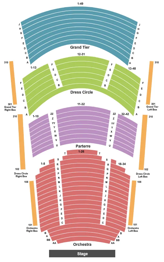 ANHEUSER BUSCH PERFORMANCE HALL AT TOUHILL PERFORMING ARTS CENTER END STAGE Seating Map Seating Chart