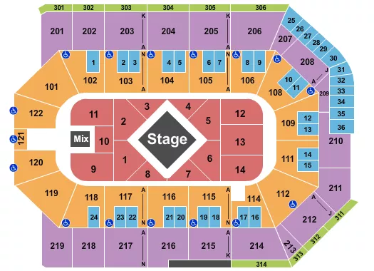 TOYOTA ARENA ONTARIO CENTER STAGE 2 Seating Map Seating Chart
