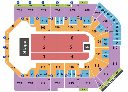 TOYOTA ARENA ONTARIO ENDSTAGE 2 Seating Map Seating Chart