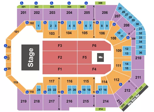 TOYOTA ARENA ONTARIO ENDSTAGE 4 Seating Map Seating Chart
