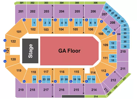 TOYOTA ARENA ONTARIO ENDSTAGE GA FLOOR Seating Map Seating Chart