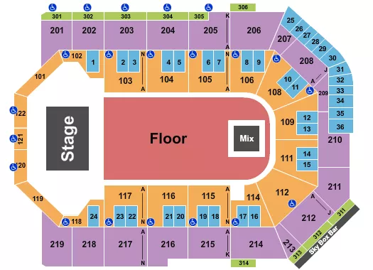 TOYOTA ARENA ONTARIO ENDSTAGE GA FLOOR 2 Seating Map Seating Chart