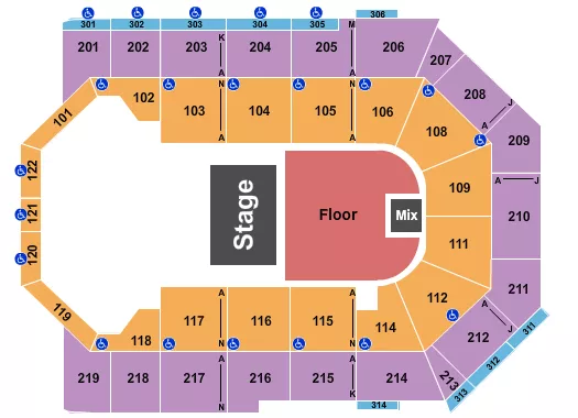 TOYOTA ARENA ONTARIO HALF HOUSE GA FLOOR Seating Map Seating Chart
