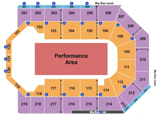 TOYOTA ARENA ONTARIO PERFORMANCE AREA Seating Map Seating Chart