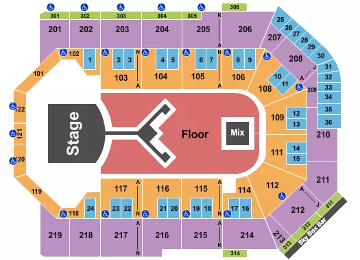 TOYOTA ARENA ONTARIO SHINEDOWN Seating Map Seating Chart