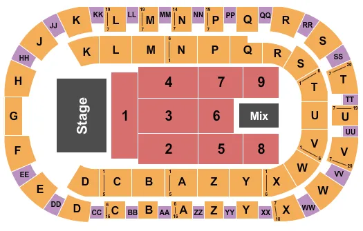 TOYOTA CENTER KENNEWICK END STAGE Seating Map Seating Chart