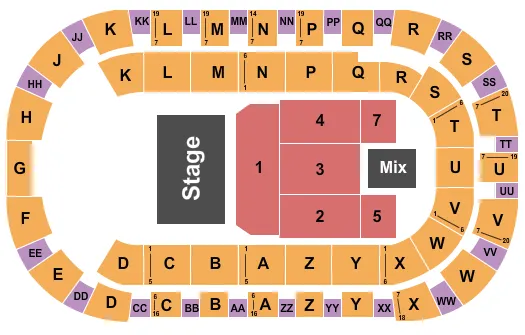 TOYOTA CENTER KENNEWICK ENDSTAGE 2 Seating Map Seating Chart