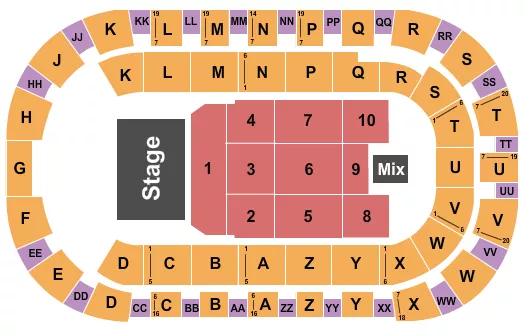 TOYOTA CENTER KENNEWICK ENDSTAGE 3 Seating Map Seating Chart