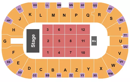 TOYOTA CENTER KENNEWICK JO KOY Seating Map Seating Chart