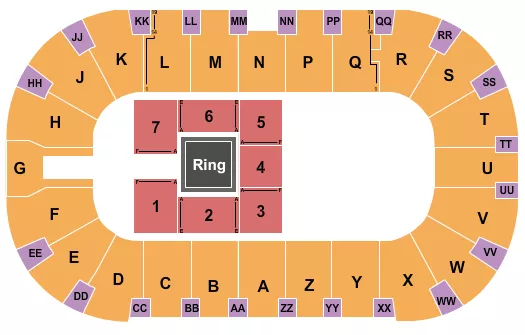 TOYOTA CENTER KENNEWICK WWE 2 Seating Map Seating Chart