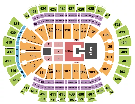 TOYOTA CENTER TX ENDSTAGE GA HALF FLOOR W CATWALK Seating Map Seating Chart
