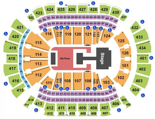 TOYOTA CENTER TX ENDSTAGE GA FLOOR CATWALK Seating Map Seating Chart