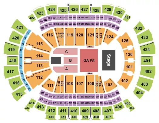 TOYOTA CENTER TX ENDSTAGE GA PIT 2 Seating Map Seating Chart